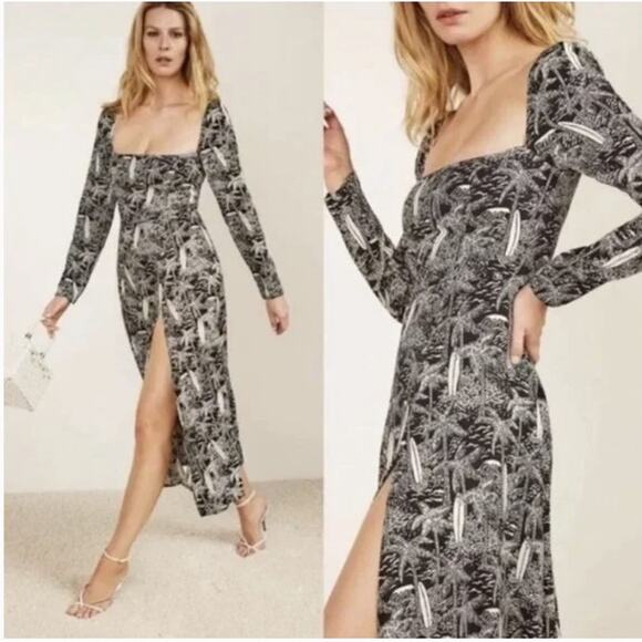 NWT Reformation Sigmund Tropical Printed Crepe Midi Dress Size 0 Lanai #2J456 - Picture 1 of 11